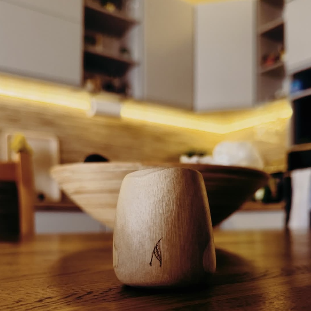 small walnut wood cup